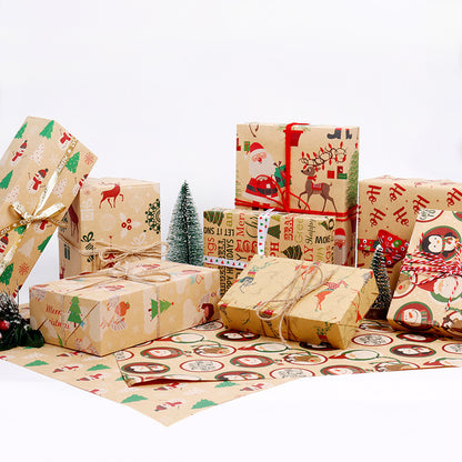 📦Kraft Christmas Wrapping Paper - 50×76 cm (Various Prints)