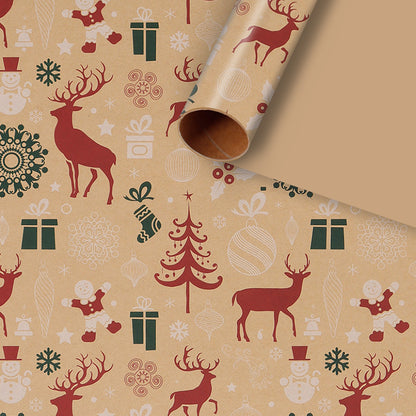🎁 Christmas Wrap & Tag Kit - Kraft Paper + 50 Tags