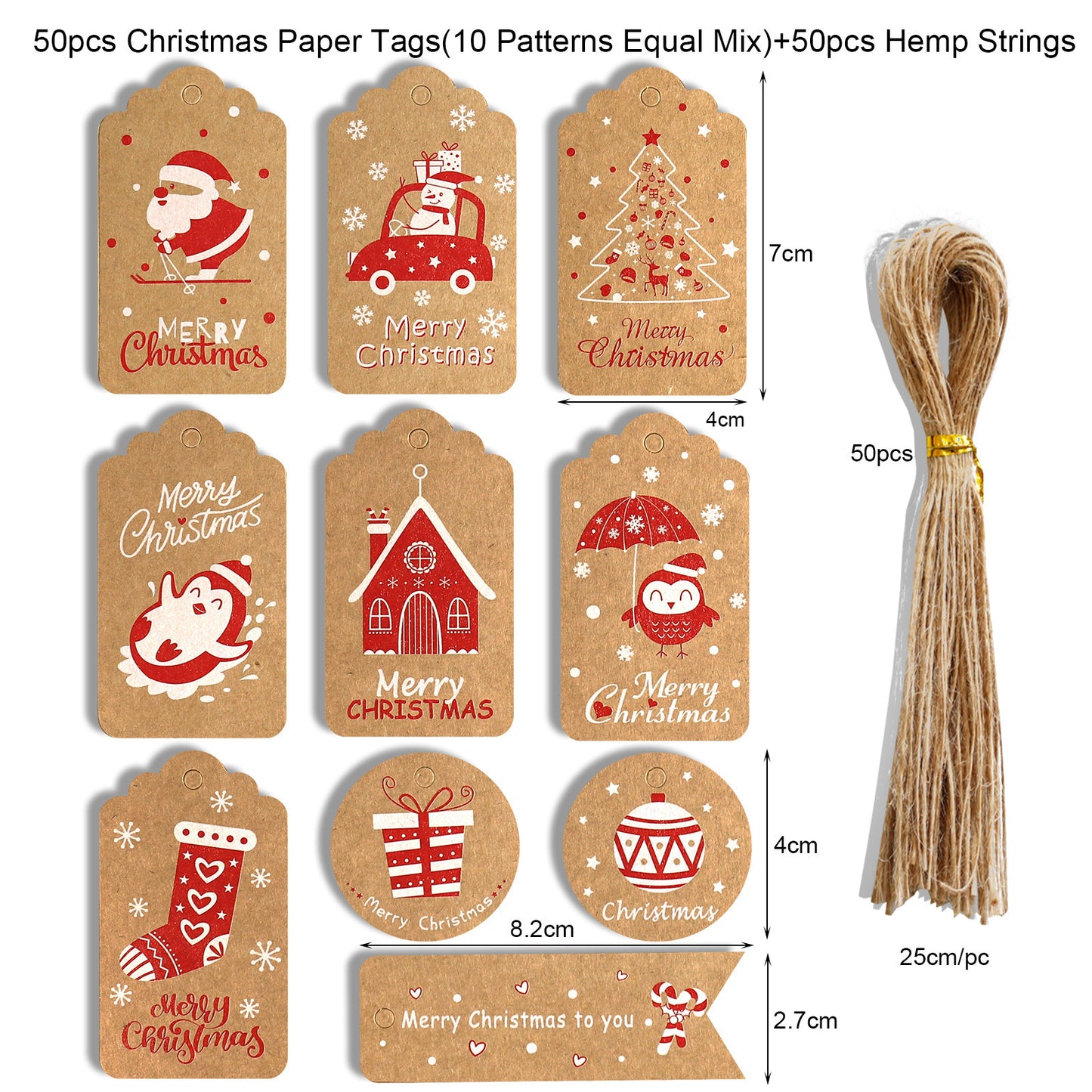 🎁 Christmas Wrap & Tag Kit - Kraft Paper + 50 Tags