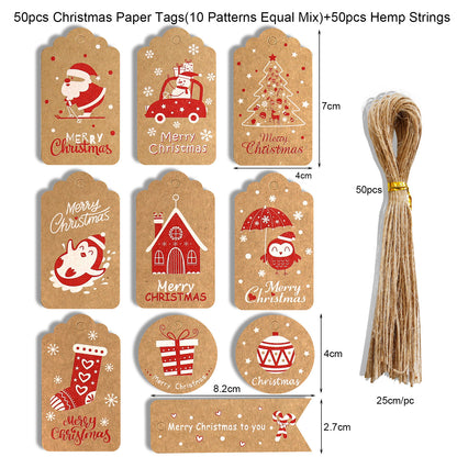 🎁 Christmas Wrap & Tag Kit - Kraft Paper + 50 Tags