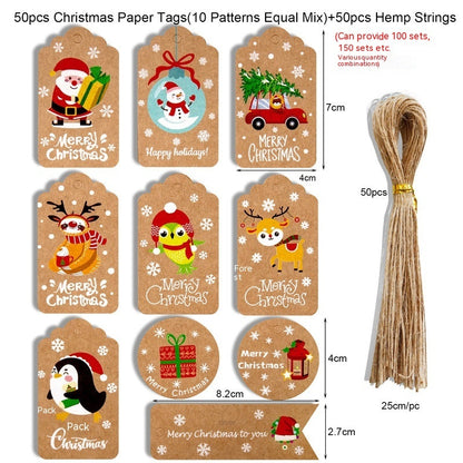 🎁 Christmas Wrap & Tag Kit - Kraft Paper + 50 Tags