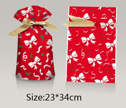 🎀Christmas Drawstring Gift Bags – Pack of 50 (Multiple Sizes & Prints) - Buy 2 and Save 10 %