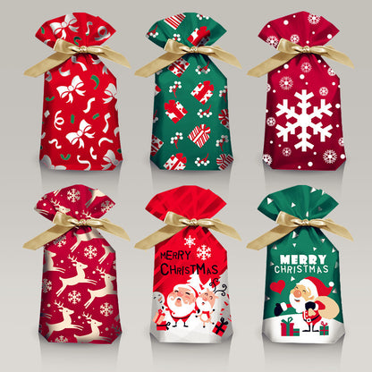 🎀Christmas Drawstring Gift Bags – Pack of 50 (Multiple Sizes & Prints) - Buy 2 and Save 10 %
