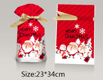 🎀Christmas Drawstring Gift Bags – Pack of 50 (Multiple Sizes & Prints) - Buy 2 and Save 10 %