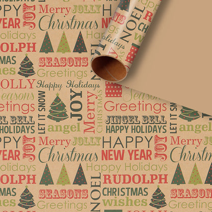 🎁 Christmas Wrap & Tag Kit - Kraft Paper + 50 Tags