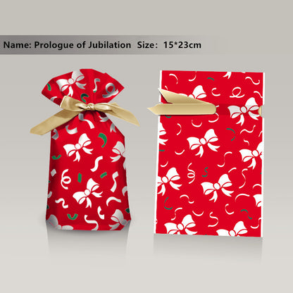 🎀Christmas Drawstring Gift Bags – Pack of 50 (Multiple Sizes & Prints) - Buy 2 and Save 10 %