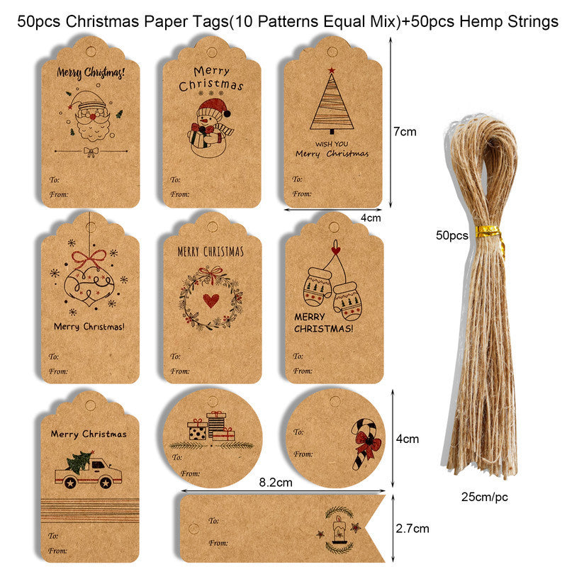 🎁 Christmas Wrap & Tag Kit - Kraft Paper + 50 Tags