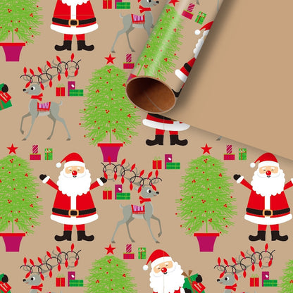 🎁 Christmas Wrap & Tag Kit - Kraft Paper + 50 Tags